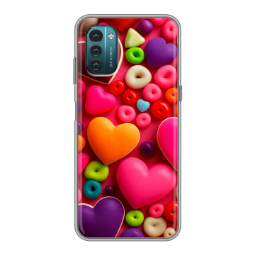 Силиконовый чехол на Nokia G21 с принтом Сердечки Силиконовый чехол на Nokia G21 с принтом Сердечки