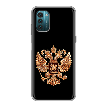 Силиконовый чехол на Nokia G21 с принтом Герб России золотой