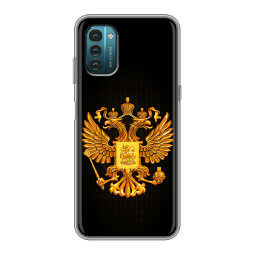 Силиконовый чехол на Nokia G21 с принтом Герб России желтый