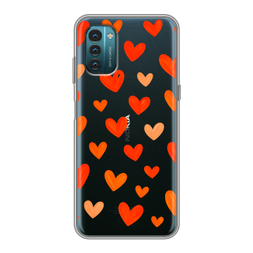 Силиконовый чехол на Nokia G21 с принтом Сердечки