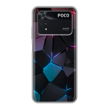 Силиконовый чехол на Xiaomi Poco M4 Pro 4G с принтом Геометрия неона