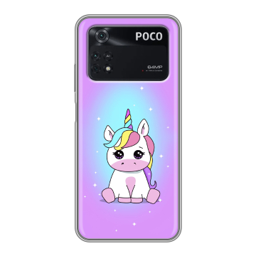 Силиконовый чехол на Xiaomi Poco M4 Pro 4G с принтом Единорог