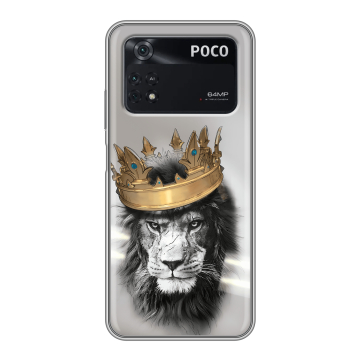 Силиконовый чехол на Xiaomi Poco M4 Pro 4G с принтом Лев с короной
