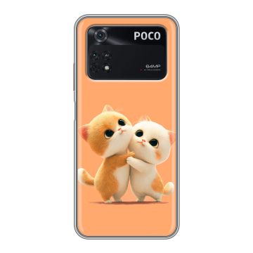 Силиконовый чехол на Xiaomi Poco M4 Pro 4G с принтом Милые котики