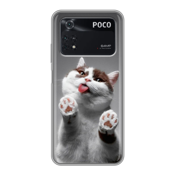 Силиконовый чехол на Xiaomi Poco M4 Pro 4G с принтом Коты
