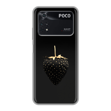 Силиконовый чехол на Xiaomi Poco M4 Pro 4G с принтом Черная клубника