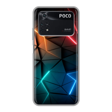 Силиконовый чехол на Xiaomi Poco M4 Pro 4G с принтом Абстракция неон