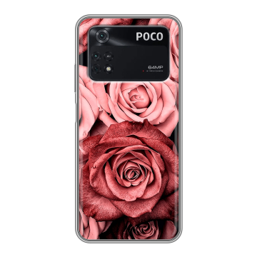 Силиконовый чехол на Xiaomi Poco M4 Pro 4G с принтом Цветы розы