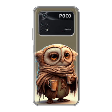 Силиконовый чехол на Xiaomi Poco M4 Pro 4G с принтом Сова