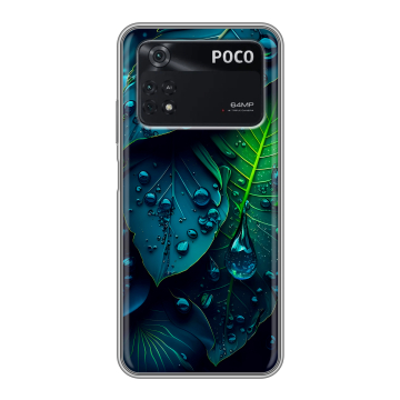 Силиконовый чехол на Xiaomi Poco M4 Pro 4G с принтом Листья