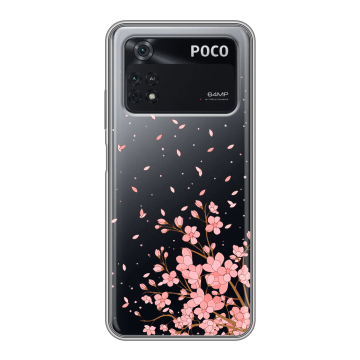 Силиконовый чехол на Xiaomi Poco M4 Pro 4G с принтом Ветка сакуры Силиконовый чехол на Xiaomi Poco M4 Pro 4G с принтом Ветка сакуры