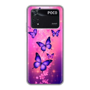 Силиконовый чехол на Xiaomi Poco M4 Pro 4G с принтом Бабочки