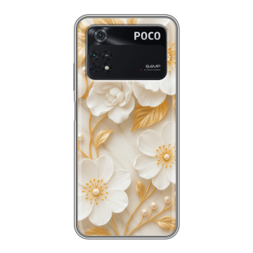 Силиконовый чехол на Xiaomi Poco M4 Pro 4G с принтом Цветы