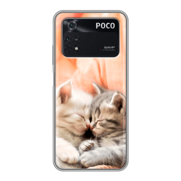 Силиконовый чехол на Xiaomi Poco M4 Pro 4G с принтом Котята Силиконовый чехол на Xiaomi Poco M4 Pro 4G с принтом Котята
