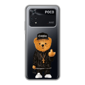 Силиконовый чехол на Xiaomi Poco M4 Pro 4G с принтом Мишка Силиконовый чехол на Xiaomi Poco M4 Pro 4G с принтом Мишка