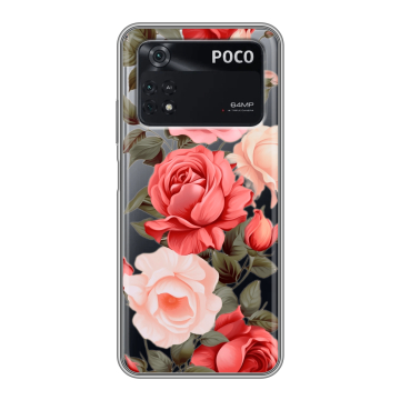 Силиконовый чехол на Xiaomi Poco M4 Pro 4G с принтом Розы Силиконовый чехол на Xiaomi Poco M4 Pro 4G с принтом Розы