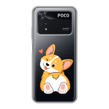 Силиконовый чехол на Xiaomi Poco M4 Pro 4G с принтом Корги Силиконовый чехол на Xiaomi Poco M4 Pro 4G с принтом Корги
