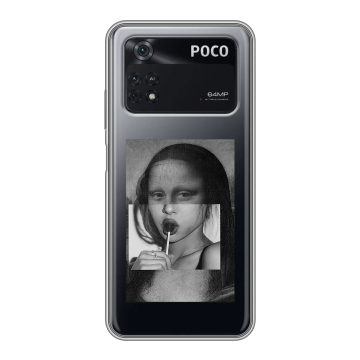 Силиконовый чехол на Xiaomi Poco M4 Pro 4G с принтом Мона Лиза Силиконовый чехол на Xiaomi Poco M4 Pro 4G с принтом Мона Лиза