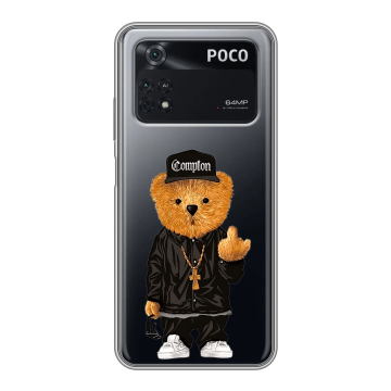 Силиконовый чехол на Xiaomi Poco M4 Pro 4G с принтом Плюшевый медведь Силиконовый чехол на Xiaomi Poco M4 Pro 4G с принтом Плюшевый медведь