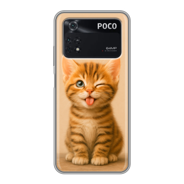Силиконовый чехол на Xiaomi Poco M4 Pro 4G с принтом котенок Силиконовый чехол на Xiaomi Poco M4 Pro 4G с принтом котенок