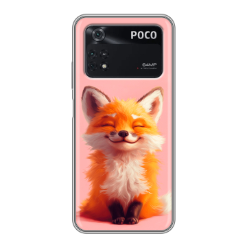 Силиконовый чехол на Xiaomi Poco M4 Pro 4G с принтом милая лиса Силиконовый чехол на Xiaomi Poco M4 Pro 4G с принтом милая лиса