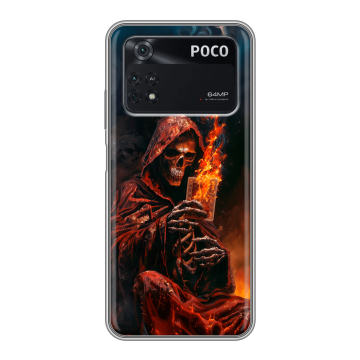 Силиконовый чехол на Xiaomi Poco M4 Pro 4G с принтом Скелет и карты Силиконовый чехол на Xiaomi Poco M4 Pro 4G с принтом Скелет и карты