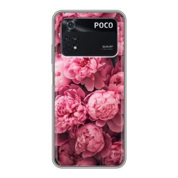 Силиконовый чехол на Xiaomi Poco M4 Pro 4G с принтом цветы пионы Силиконовый чехол на Xiaomi Poco M4 Pro 4G с принтом цветы пионы