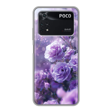 Силиконовый чехол на Xiaomi Poco M4 Pro 4G с принтом Розы цветы Силиконовый чехол на Xiaomi Poco M4 Pro 4G с принтом Розы цветы