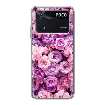 Силиконовый чехол на Xiaomi Poco M4 Pro 4G с принтом лавандовые розы Силиконовый чехол на Xiaomi Poco M4 Pro 4G с принтом лавандовые розы