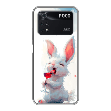 Силиконовый чехол на Xiaomi Poco M4 Pro 4G с принтом кролик зайчик Силиконовый чехол на Xiaomi Poco M4 Pro 4G с принтом кролик зайчик