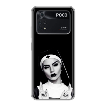 Силиконовый чехол на Xiaomi Poco M4 Pro 4G с принтом монашка Силиконовый чехол на Xiaomi Poco M4 Pro 4G с принтом монашка