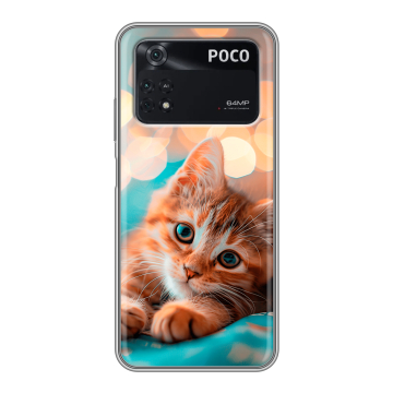Силиконовый чехол на Xiaomi Poco M4 Pro 4G с принтом котик Силиконовый чехол на Xiaomi Poco M4 Pro 4G с принтом котик