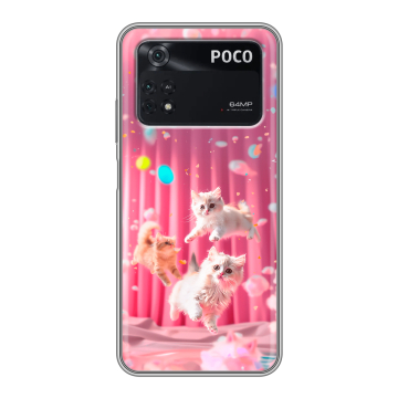 Силиконовый чехол на Xiaomi Poco M4 Pro 4G с принтом милые котики Силиконовый чехол на Xiaomi Poco M4 Pro 4G с принтом милые котики