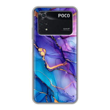Силиконовый чехол на Xiaomi Poco M4 Pro 4G с принтом синий мрамор Силиконовый чехол на Xiaomi Poco M4 Pro 4G с принтом синий мрамор