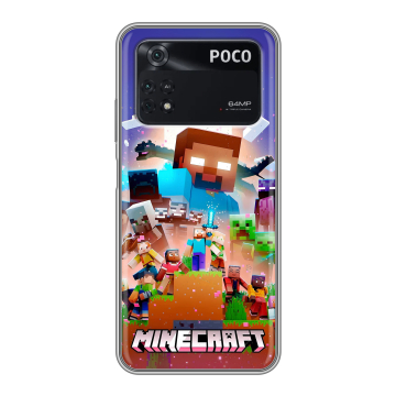 Силиконовый чехол на Xiaomi Poco M4 Pro 4G с принтом Майнкрафт Minecraft Силиконовый чехол на Xiaomi Poco M4 Pro 4G с принтом Майнкрафт Minecraft