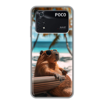 Силиконовый чехол на Xiaomi Poco M4 Pro 4G с принтом Капибара