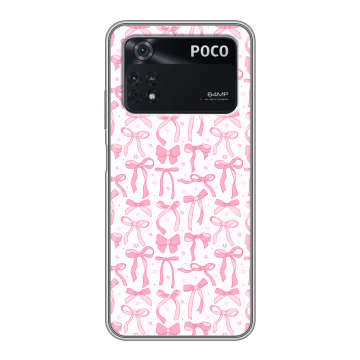Силиконовый чехол на Xiaomi Poco M4 Pro 4G с принтом Розовые бантики