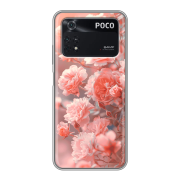 Силиконовый чехол на Xiaomi Poco M4 Pro 4G с принтом Розы цветы