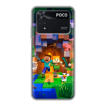 Силиконовый чехол на Xiaomi Poco M4 Pro 4G с принтом Майнкрафт Minecraft Силиконовый чехол на Xiaomi Poco M4 Pro 4G с принтом Майнкрафт Minecraft