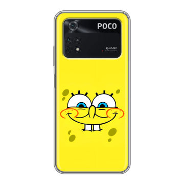 Силиконовый чехол на Xiaomi Poco M4 Pro 4G с принтом спанчбоб спанч боб