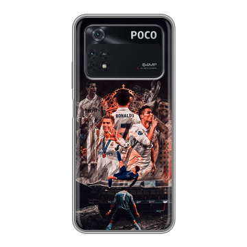 Силиконовый чехол на Xiaomi Poco M4 Pro 4G с принтом Реал Роналдо Real Ronaldo