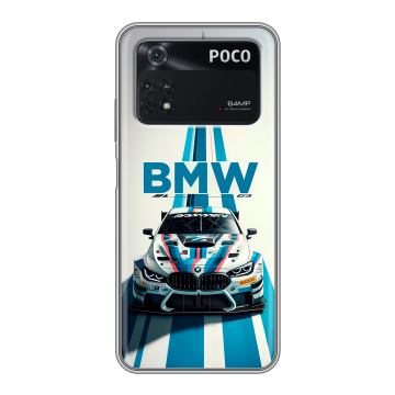 Силиконовый чехол на Xiaomi Poco M4 Pro 4G с принтом БМВ BMW