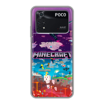 Силиконовый чехол на Xiaomi Poco M4 Pro 4G с принтом Майнкрафт Minecraft