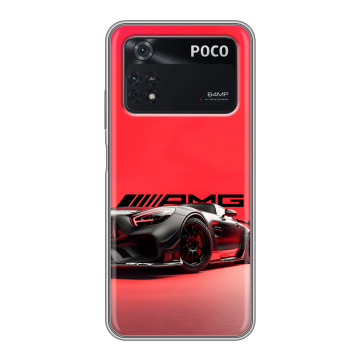 Силиконовый чехол на Xiaomi Poco M4 Pro 4G с принтом Мерседес Mercedes AMG Силиконовый чехол на Xiaomi Poco M4 Pro 4G с принтом Мерседес Mercedes AMG