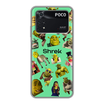 Силиконовый чехол на Xiaomi Poco M4 Pro 4G с принтом Шрек Shrek Силиконовый чехол на Xiaomi Poco M4 Pro 4G с принтом Шрек Shrek