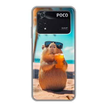 Силиконовый чехол на Xiaomi Poco M4 Pro 4G с принтом Капибара