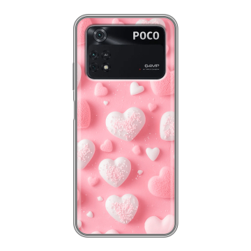 Силиконовый чехол на Xiaomi Poco M4 Pro 4G с принтом Сердечки