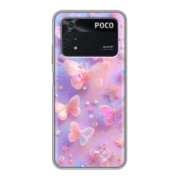 Силиконовый чехол на Xiaomi Poco M4 Pro 4G с принтом Бабочки