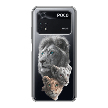 Силиконовый чехол на Xiaomi Poco M4 Pro 4G с принтом Львы Силиконовый чехол на Xiaomi Poco M4 Pro 4G с принтом Львы
