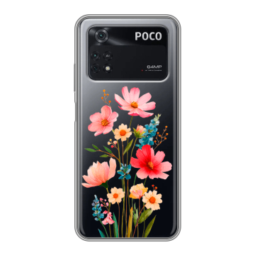 Силиконовый чехол на Xiaomi Poco M4 Pro 4G с принтом Цветы Силиконовый чехол на Xiaomi Poco M4 Pro 4G с принтом Цветы